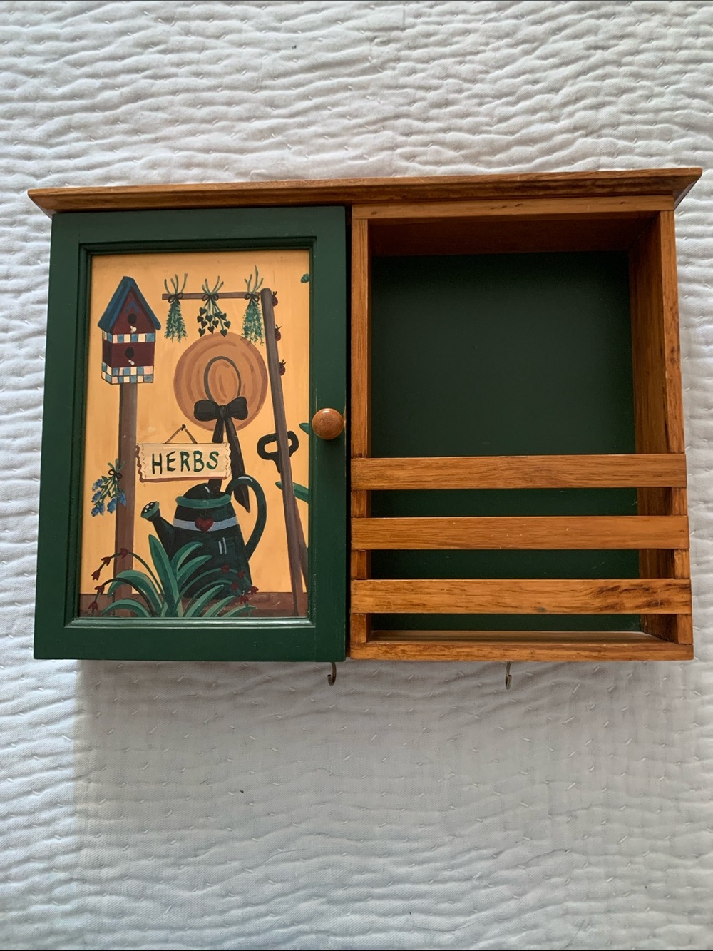 Vintage Wall Cabinet with Hooks